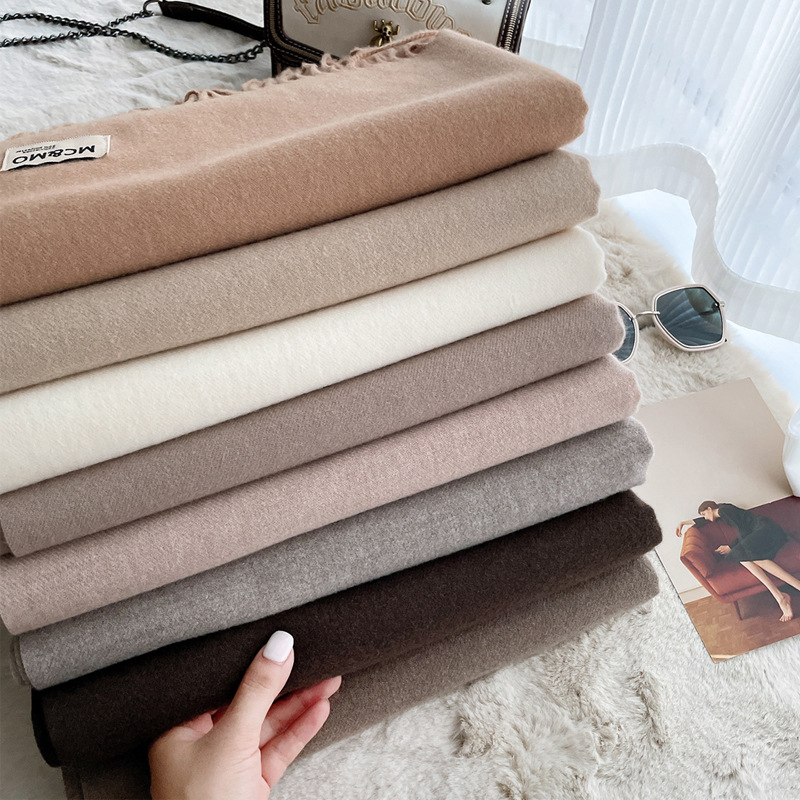 Cashmere Scarf Feel Solid Color Fringed Shawl Long Couple Warm Imitation Cashmere Scarf All Matching Monochrome Shawl details Picture