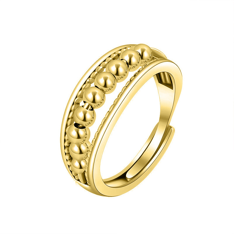 Cross-border s925 sterling silver Anxiety Relief beaded round Ring Open wish Amazon AliExpress sterling silver ring