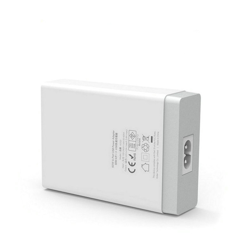 Factory wholesale 6USB travel chargers, multi-port mobile phone chargers, 6 ports of 10A fast charging heads for British, European and American standards details Picture