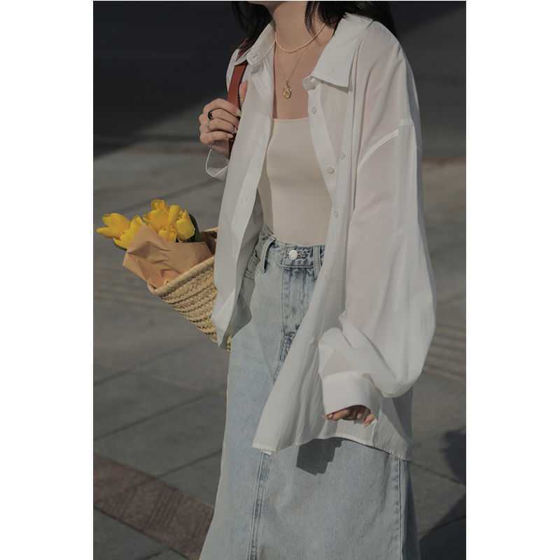 polo collar shirt women's breathable sun protection shirt 2022 new style trendy shawl thin loose design women's coat details Picture