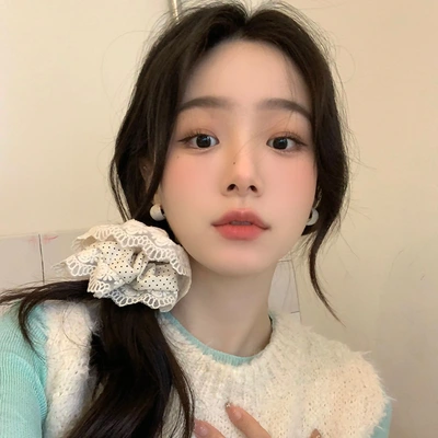 Korean Drama Oni~ Cream Large Scrunchie Female Lace Edge Fall/Winter High-Grade Hair Rope Female Tie Hair Adornment Headdress