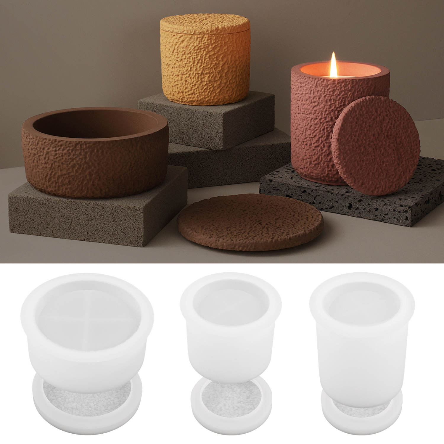 diy cristal goteo cemento tazas lava irregular con tapa yeso vela tazas espejo molde de silicona Specification image