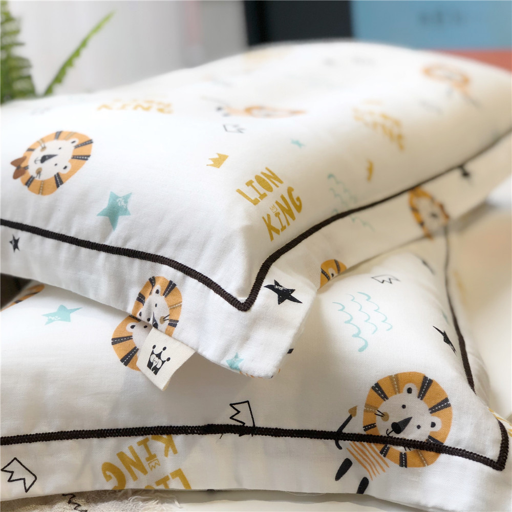 Double-layer gauze baby pillowcase, breathable and sweat-absorbent cartoon child pure cotton pillow core cover, small children's pillowcase