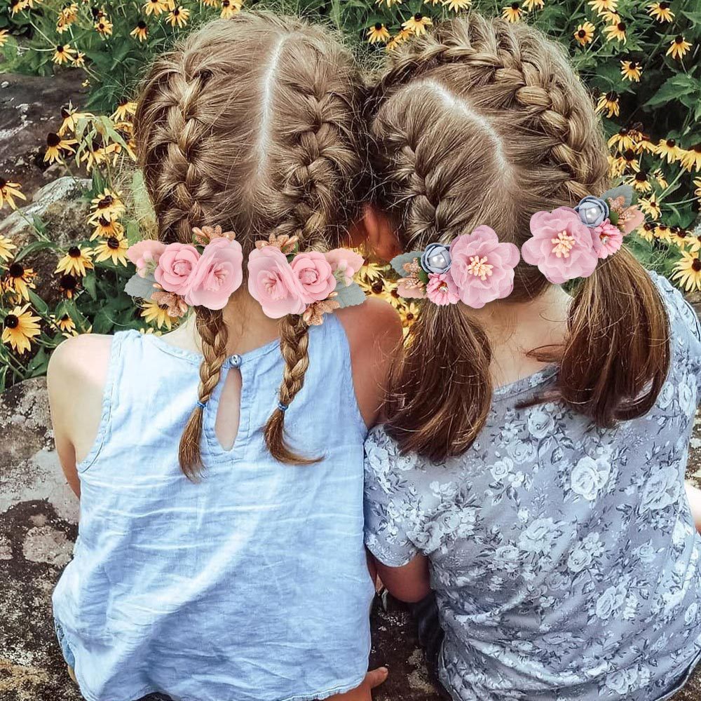 Cross-Border Children's Simulation Flower Scrunchie Ins Wind Sweet Princess Flower Headband Simple And Fresh Children's Hair Band details Picture