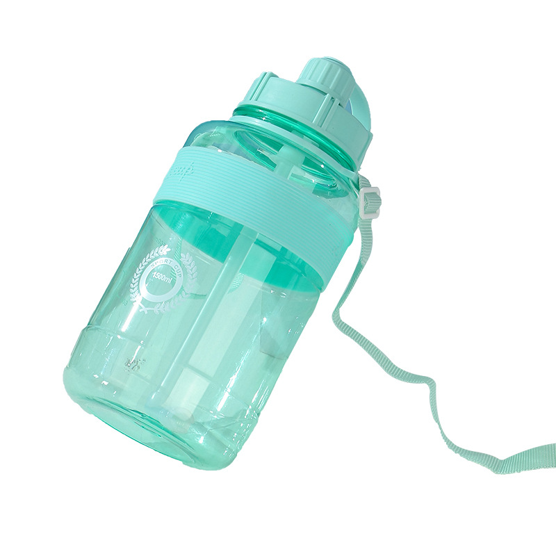 Large-capacity straw plastic cup portable outdoor sports water bottle, simple and fashionable drawstring space cup in stock for wholesale Item Picture