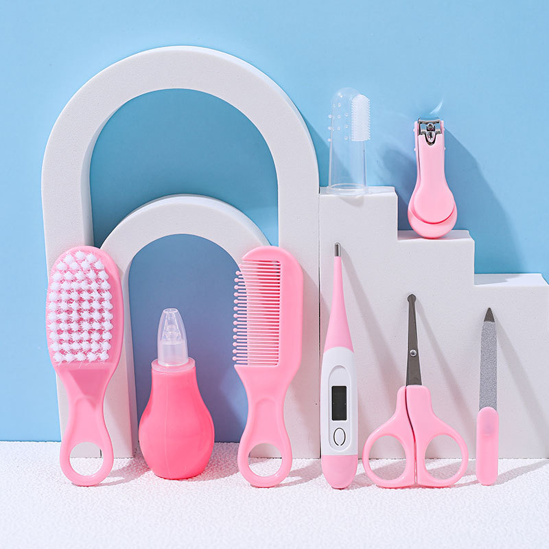 Madre y bebé productos al por mayor niños bebé uñas cortadores 8 8pcs set peine cepillo aspirador nasal kit EVA kit de cuidado Specification image