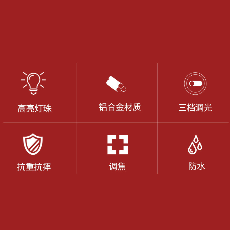 P50 high-intensity flashlight USB charging aluminum alloy outdoor safety hammer of Category Two, wholesale from Luban e-commerce source manufacturer details Picture