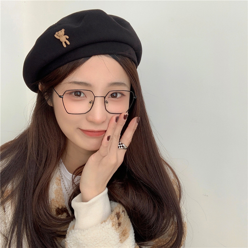 Your Baby Bear ~ Japanese Retro Cartoon Brown Wool Beret Female Autumn/Winter Chic Temperament Painter Hat Male Application Scenario
