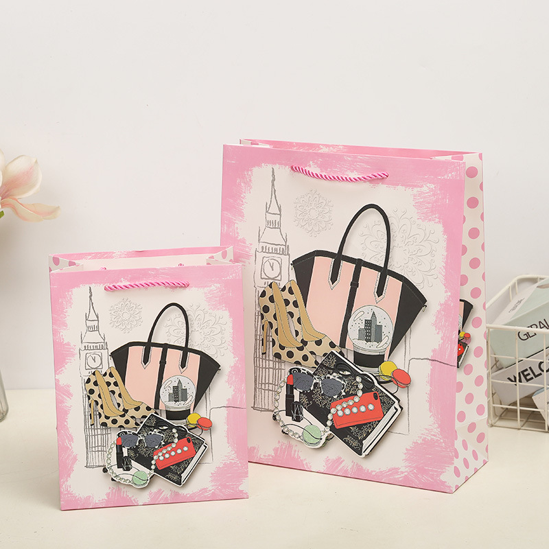 Ladies' perfume bags, 3D patch powder coating gift bags, handbags, paper bags, birthday return gifts, souvenirs, South America Specification image
