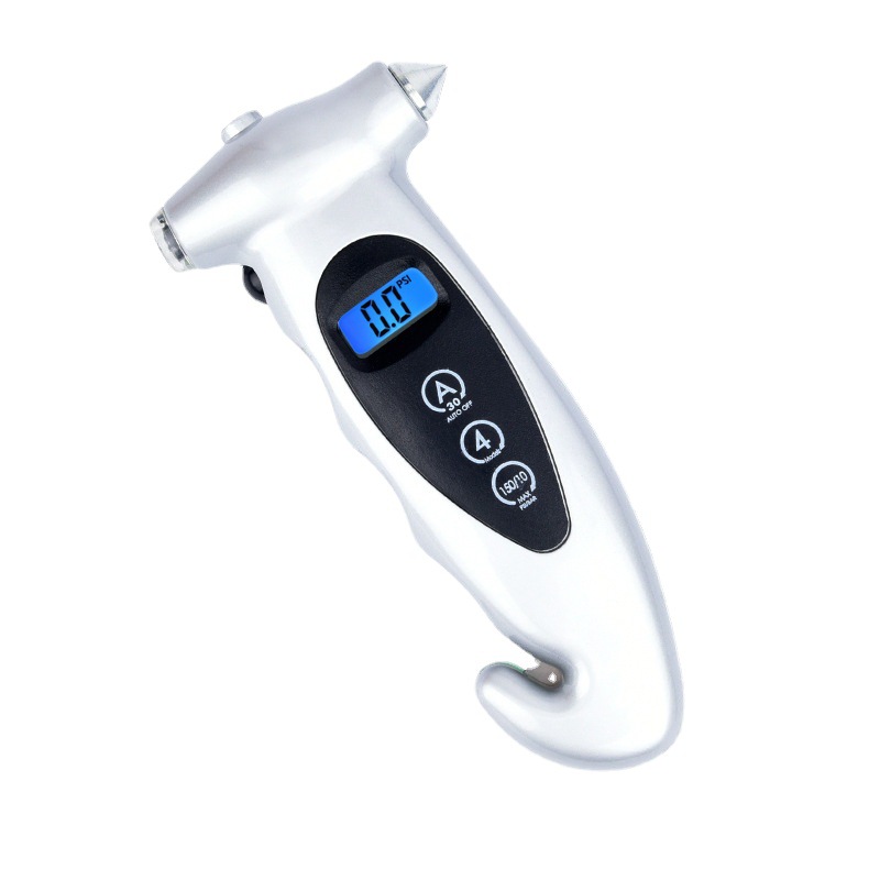 Safety hammer tire pressure count display tire pressure gauge Multifunctional LCD digital display digital tire pressure gauge Automotive 5 in 1 tire pressure gauge Specification drawing
