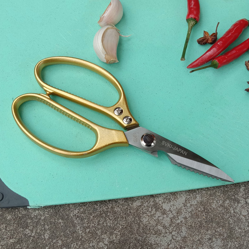 Wholesale SK5 stainless steel chicken bone scissors in stock from the manufacturer, multi-functional kitchen scissors, household powerful scissors, aluminum handle scissors details Picture