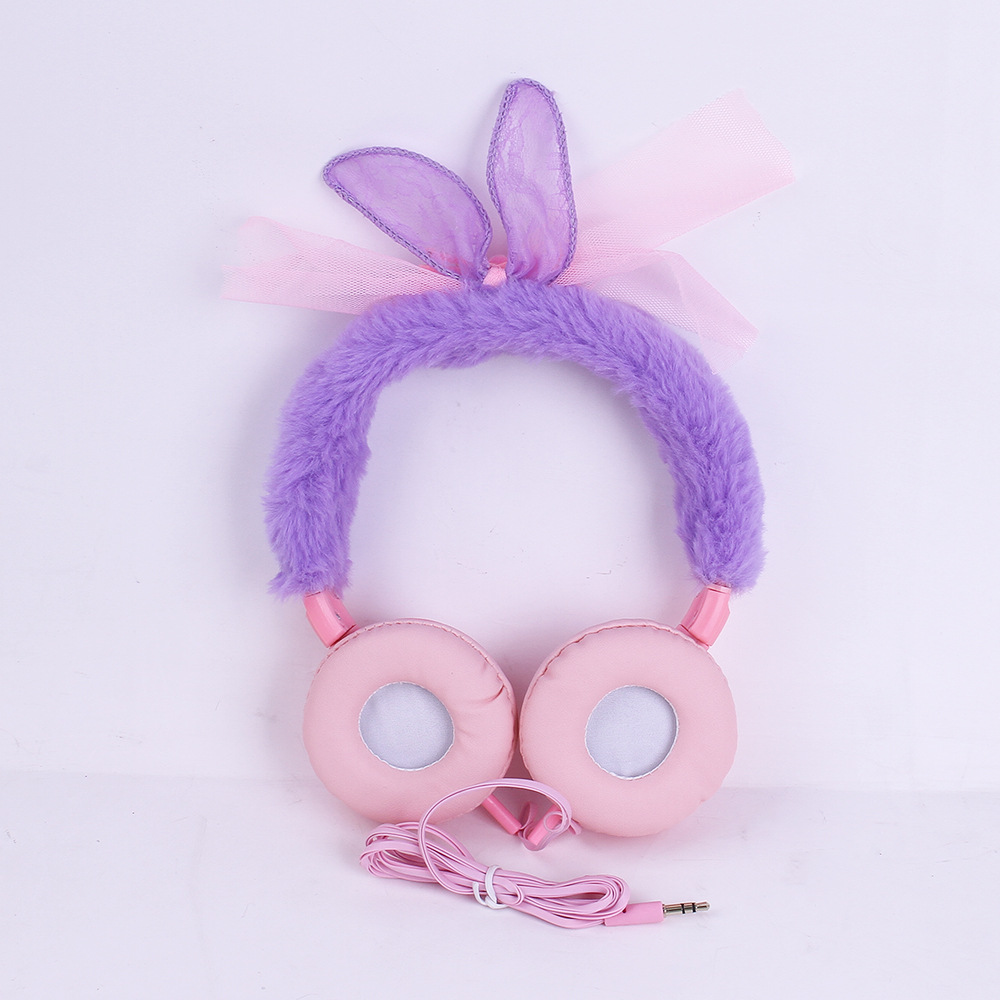 Nuevo encaje conejo orejas de peluche auriculares estudiantes adorables dibujos animados orejas de regalo auriculares de música móvil Specification image