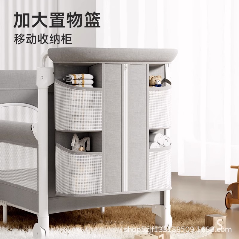 Cool Doutin Crib Folding Splice Queen Bed Portable Bed Removable Newborn Crib Diaper Table Baby Bed Item Picture