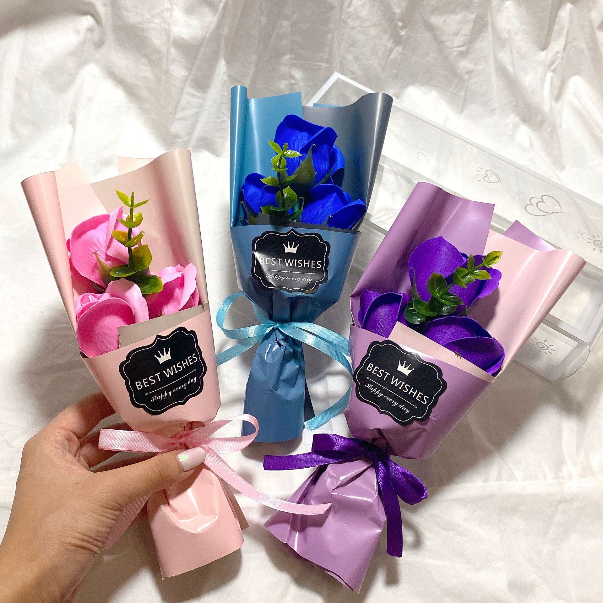 三朵香皂花花/仿真花/仿真玫瑰花细节图