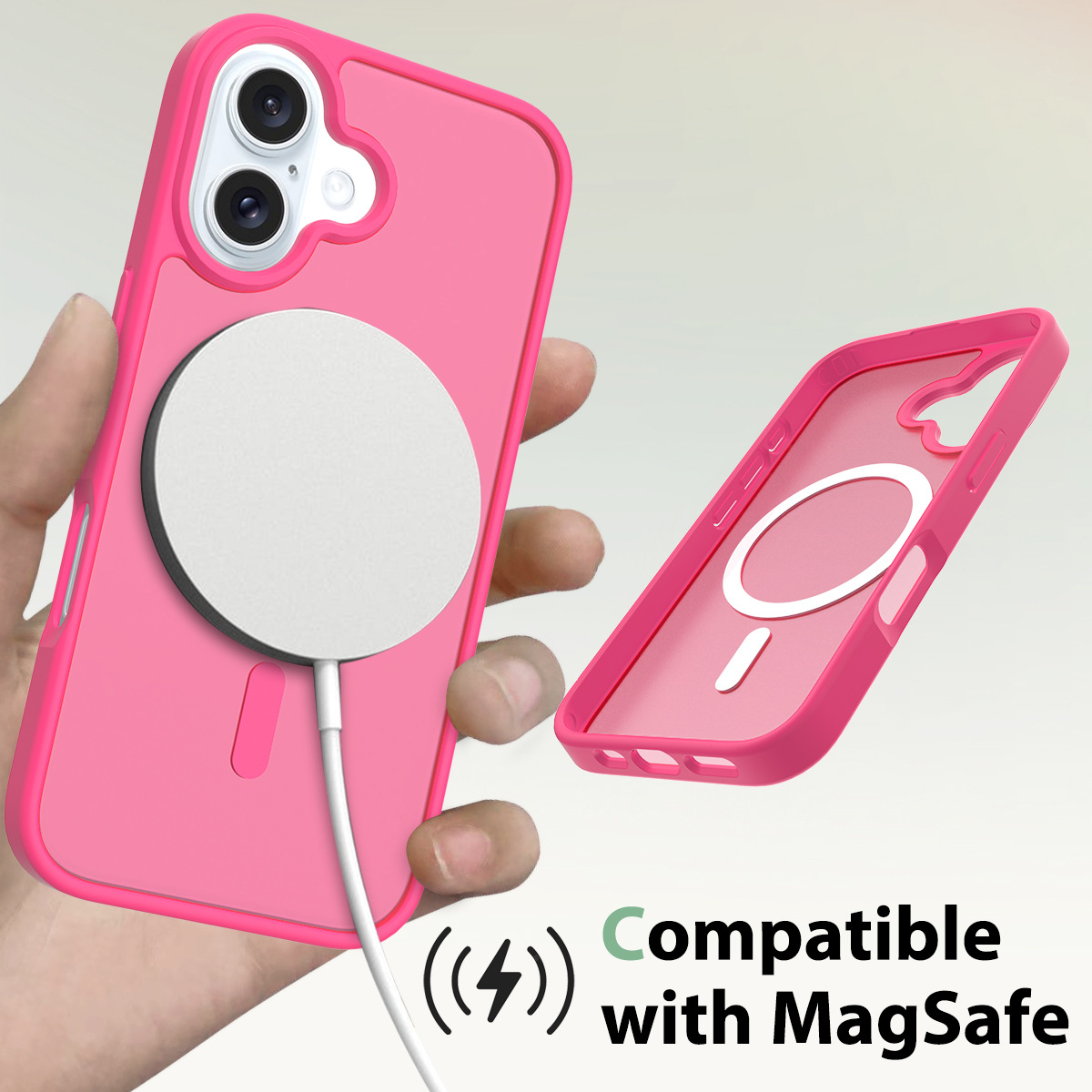 Cross-border applicable iPhone17 phone case semi-transparent matte skin feel case 16E Apple 2.0 thick magnetic suction protective case details Picture