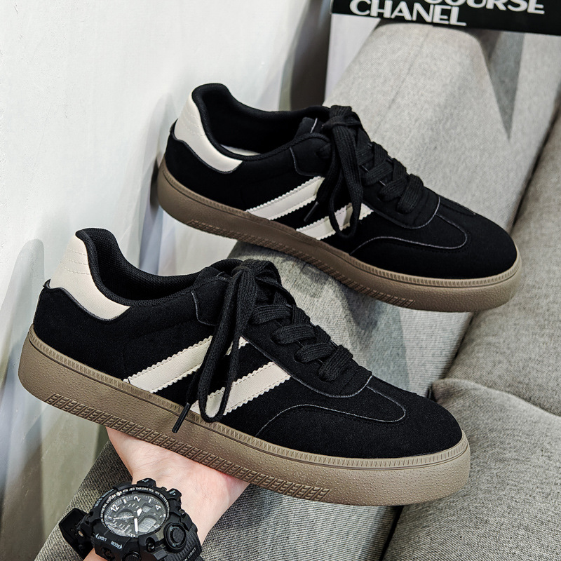 男士德训鞋2024秋季新款美式复古男鞋黑色阿甘休闲鞋百搭板鞋批发