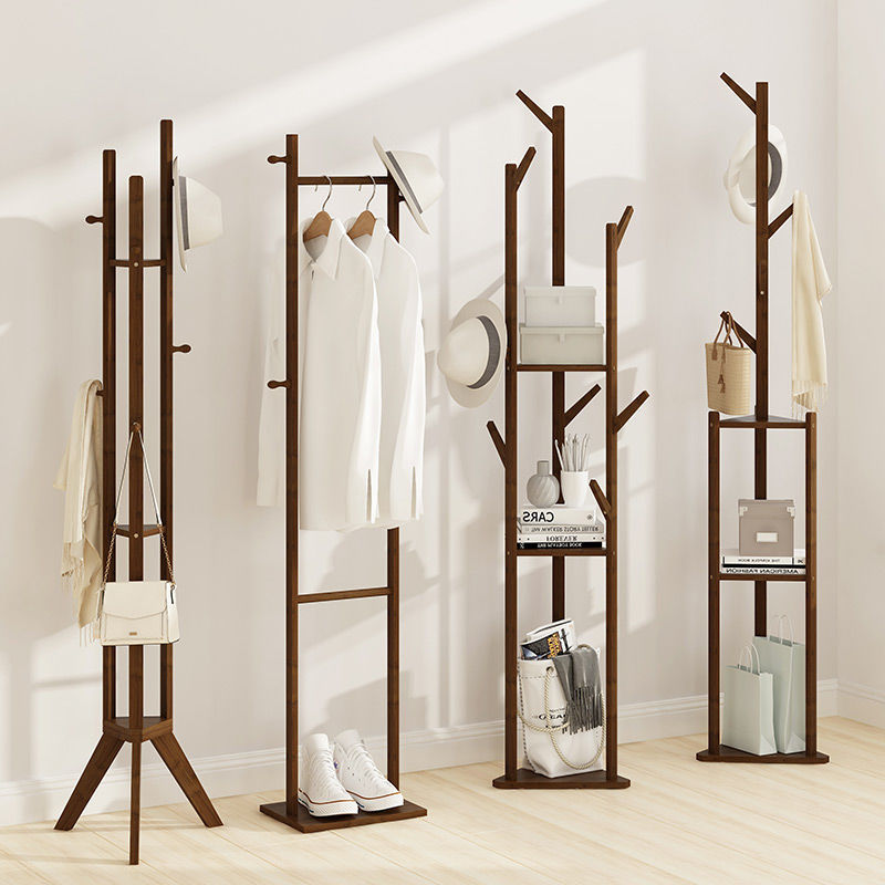 Floor Coat And Hat Rack Solid Wood Simple Modern Bedroom Hangers Multi-Functional Household Clothes Rack Living Room Storage Rack Specification drawing