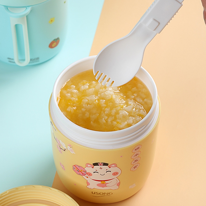 Palace Cat Wealth Attraction Series insulated Soup Cup, Student portable Milk Breakfast Cup, Adult Office Outdoor Portable Cup Specification image