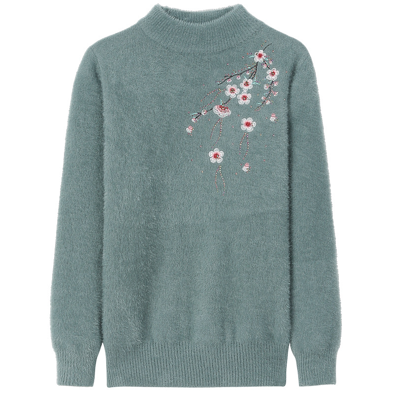 Mom Sweater Women's 2022 New Autumn and Winter thick knitted sweater top for middle-aged and elderly women's warm base layer Item Picture