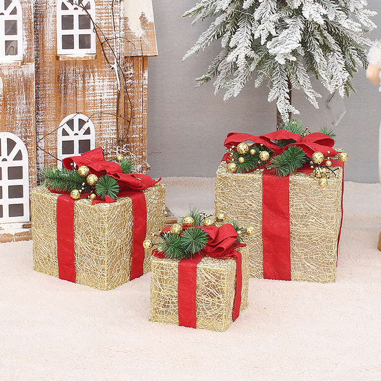 Christmas Decorations Christmas Gift Box Three-Piece Set Stacking Christmas Gift Bag Scene Layout Under The Christmas Tree Specification drawing