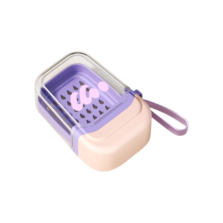 Mini travel soap box, Dopamine Wind Portable sealed draining transparent soap box with lid, home storage box Item Picture