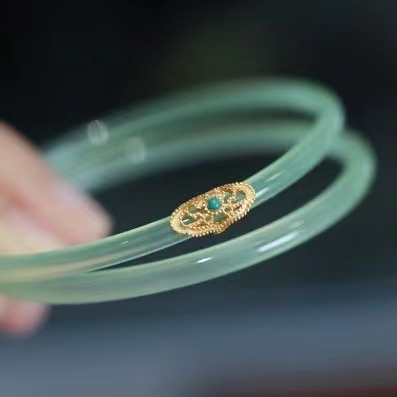 Apple Green Jingle Bracelet - Turquoise Ruyi Style, a pair of Sky Blue one-step one-sound bracelets for girls, distribution and consignment