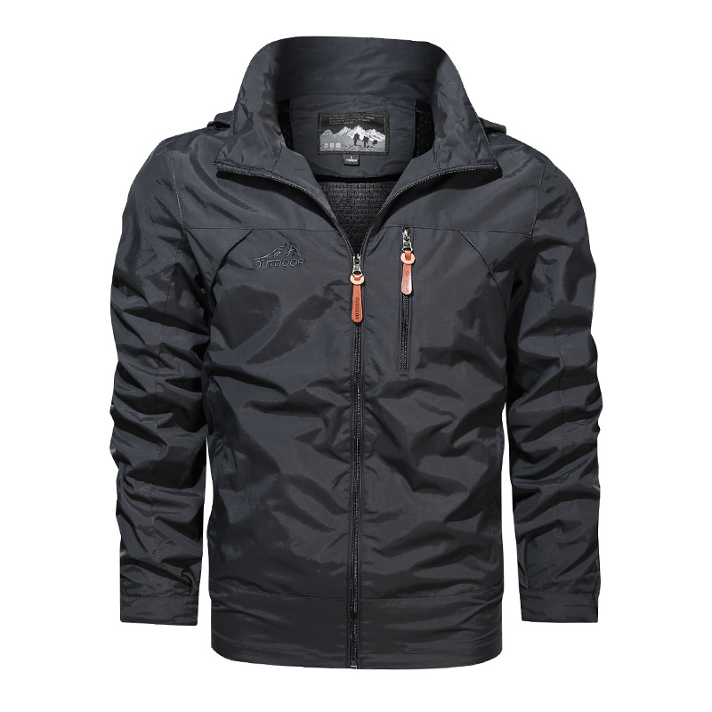 Men's sportswear, men's 2023 Spring/Autumn new solid-color casual windproof and waterproof jacket, winter windbreaker
