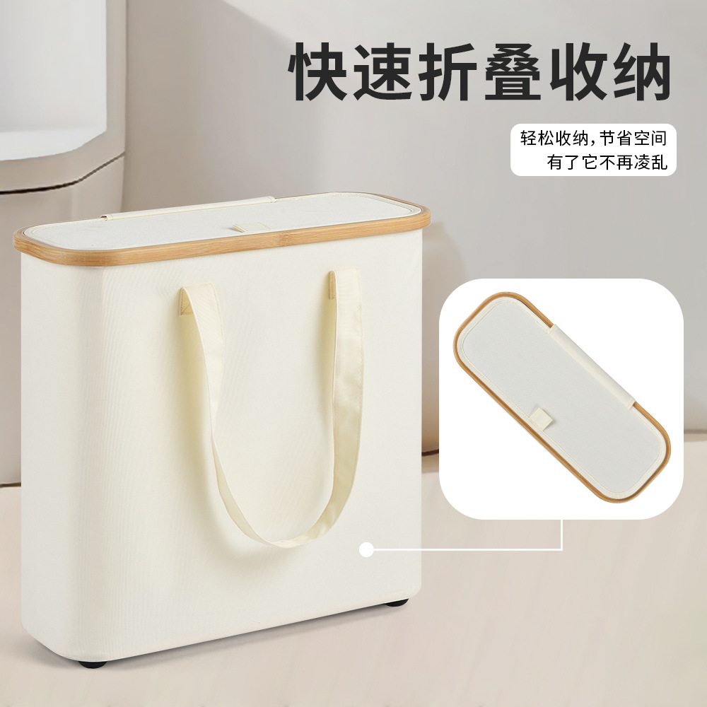 Amazon's large-capacity bamboo toilet paper storage basket with a handle and foldable bathroom organizing rack can hold toilet paper Application Scenario