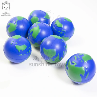 Manufacturer direct 63mm high resilience foaming decompression PU Blue green Earth decompression toys gift printed Logo thumbnail