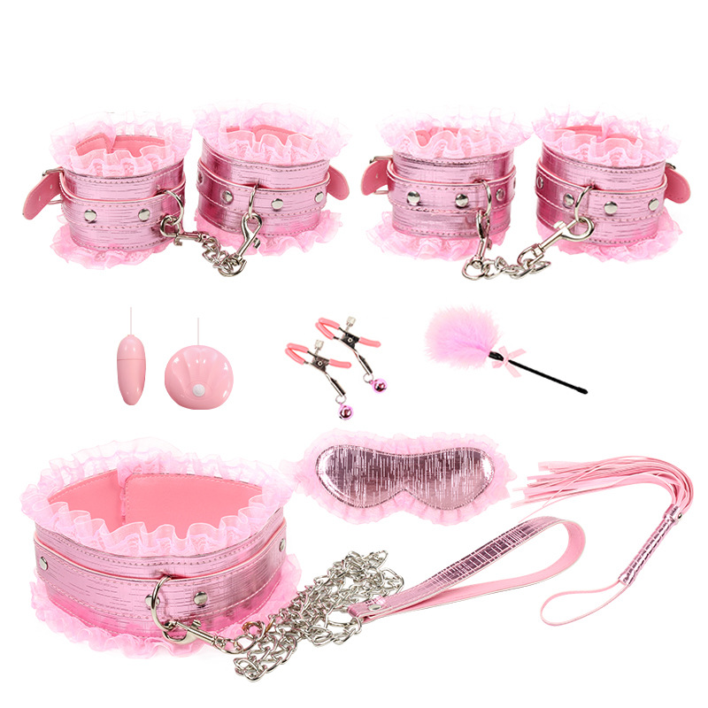 成人情趣用品sm调 教刑具跳蛋 粉色花边8件套捆绑束缚 性爱手脚铐