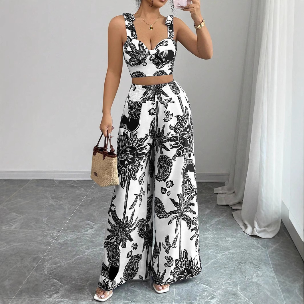 Cross border europa y Estados Unidos moda impresión sling set amazon verano nuevo vestido de las mujeres Specification image