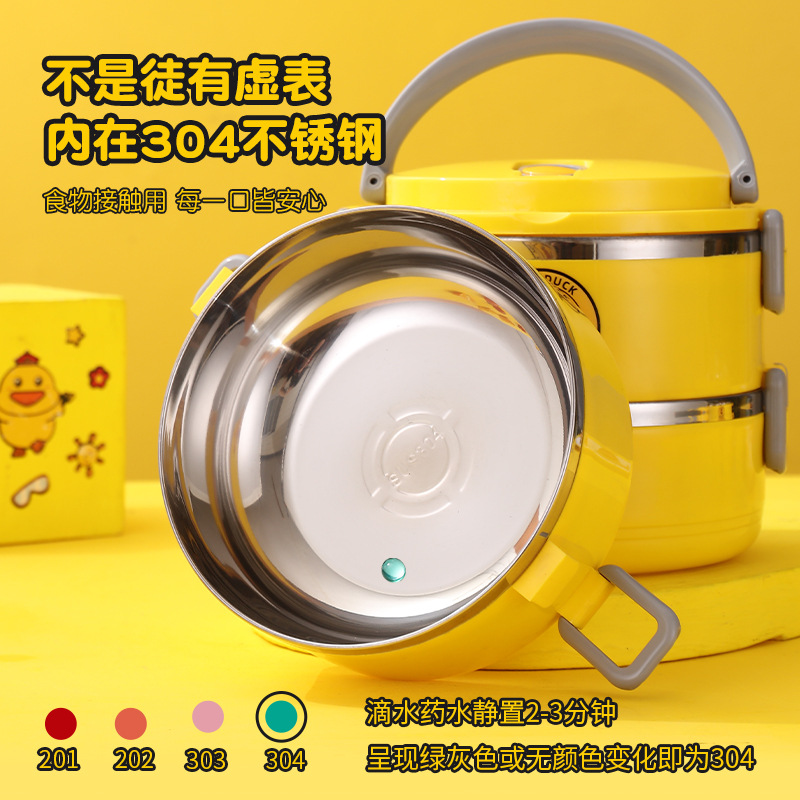 304 stainless steel outdoor multi-layer circular lunch box insulated bento box Student lunch box outdoor 01216WY9064 details Picture