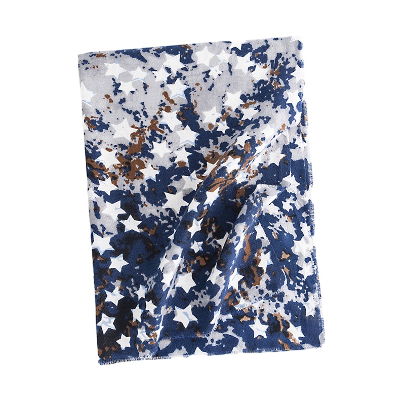 Star-Studded Printed Imitated Cashmere Scarf Elegant Style Warm Shawl Fashion Commuter Neck Shield Cold Bib Item Picture