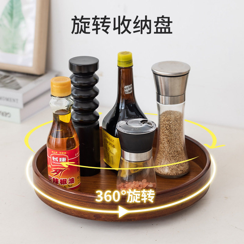 厨房调料置物架台面木质转角可旋转调味用品收纳架油盐酱醋调料架