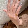 Retro style vintage brushed iris flower ring, a niche design for women's index finger ring, with a light luxury and high-end exquisite tail ring Specification image