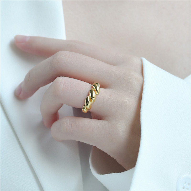 Korean S925 sterling silver croissant open ring women's fashionable and individual Instagram niche design index finger women's ring wholesale details Picture