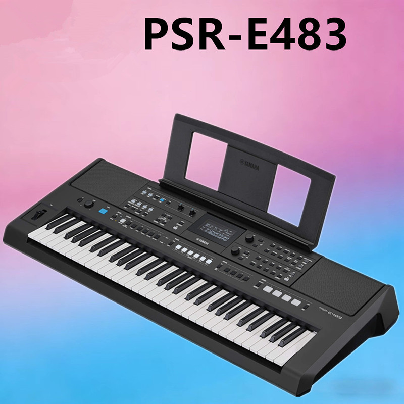 跨境PSR-E473中/英文电子琴升级款E483成年61键演奏力度专业教学