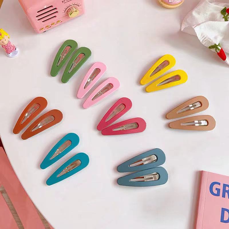 Korean Instagram Candy Color Matte Hair Clip Girl Heart Net Hollow Drop Bb Clip Color Fringe Clip