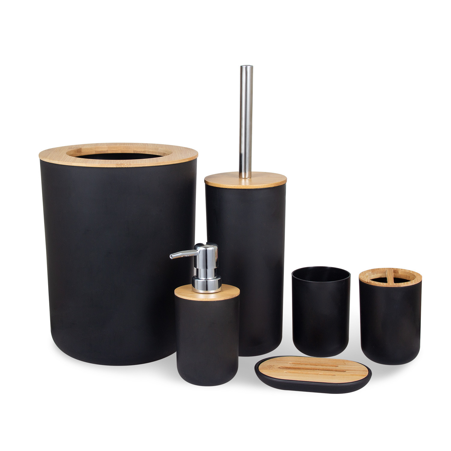 Bamboo and wood bathroom set
