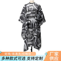 Manufacturers supply foreign trade Amazon printed barber apron metal button hand mirror cape hair dryer black clothe