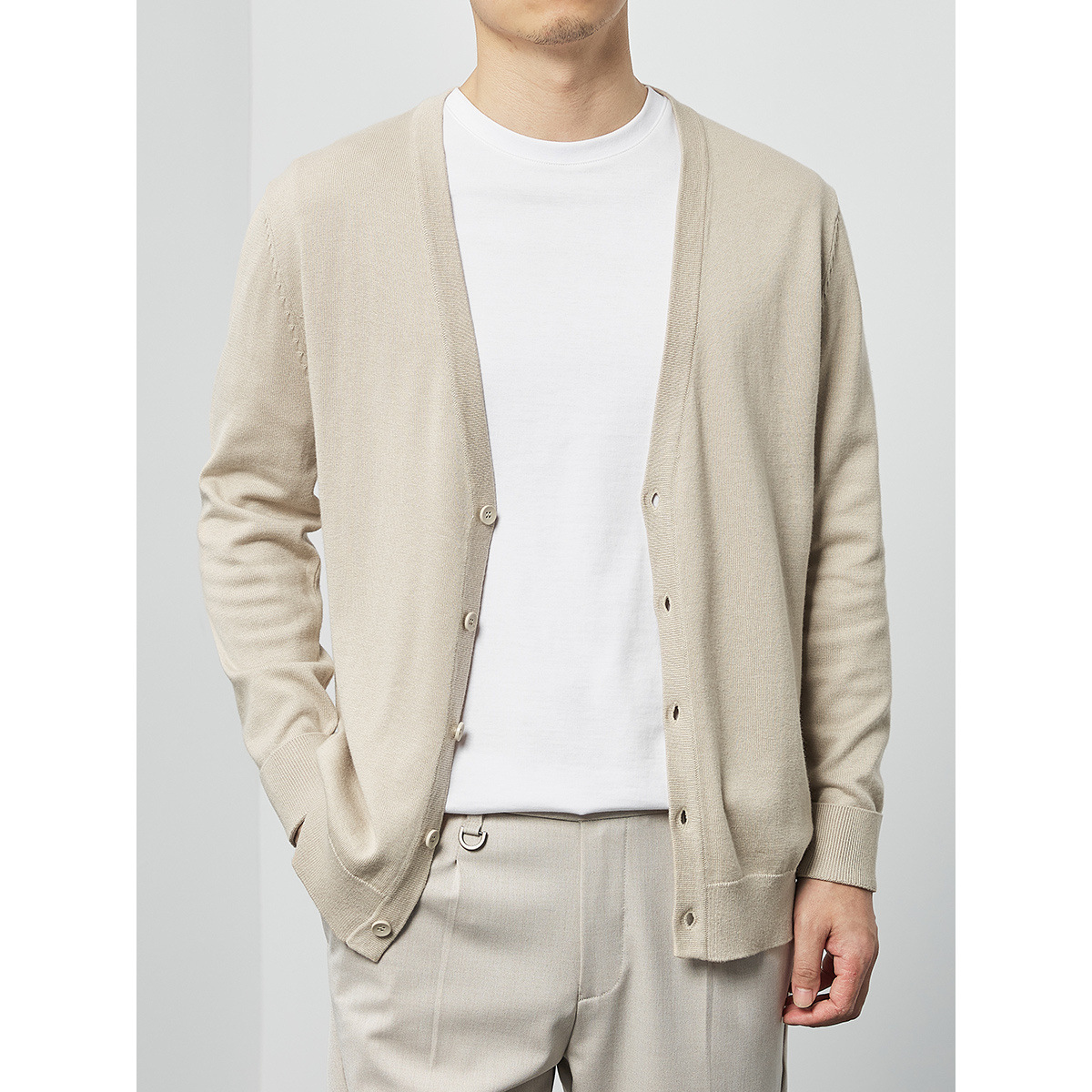 Momeck Men's Knitwear cardigan 2022 Autumn Basic Sweater V-neck Solid Color Knitwear for men 2336