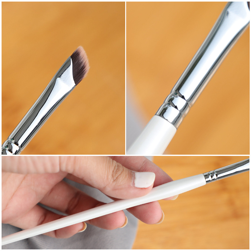Fan Xiaoxian Tears Furrow Law Pattern Sickle Type Concealer Brush Fine Lighten Dark Circles Flat Head Cangzhou Makeup Brush Specification drawing