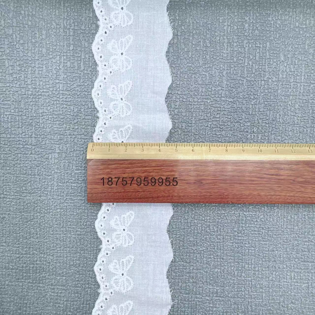 White lace cotton fabric with cotton thread embroidery lace, 4.5cm bow-patterned nightgown hem, sewing fabric accessories pic 3