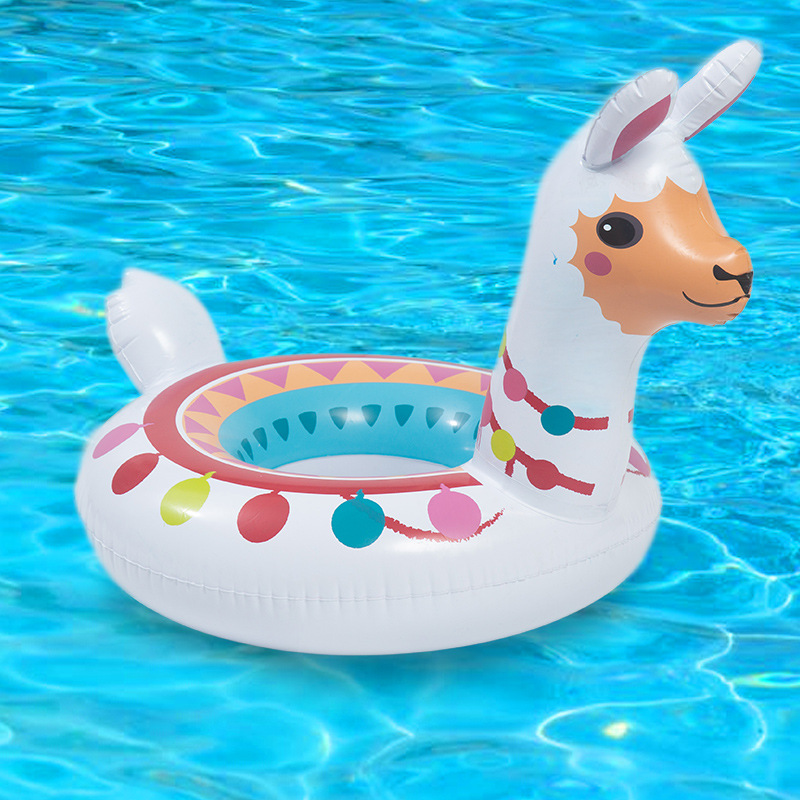 Summer bestsellers: Children's alpaca swimming rings, PVC inflatable water float rings, baby anti-rolap-up cartoon armpit rings details Picture
