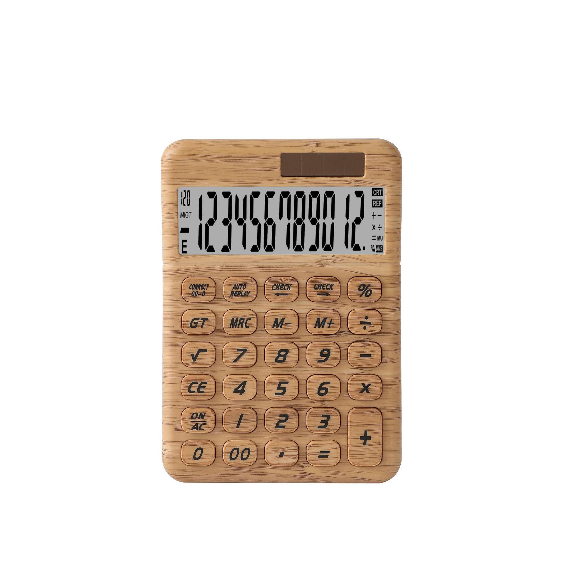 Desktop creative office finance 12-digit calculator uv simulation bamboo calculator with multiple options