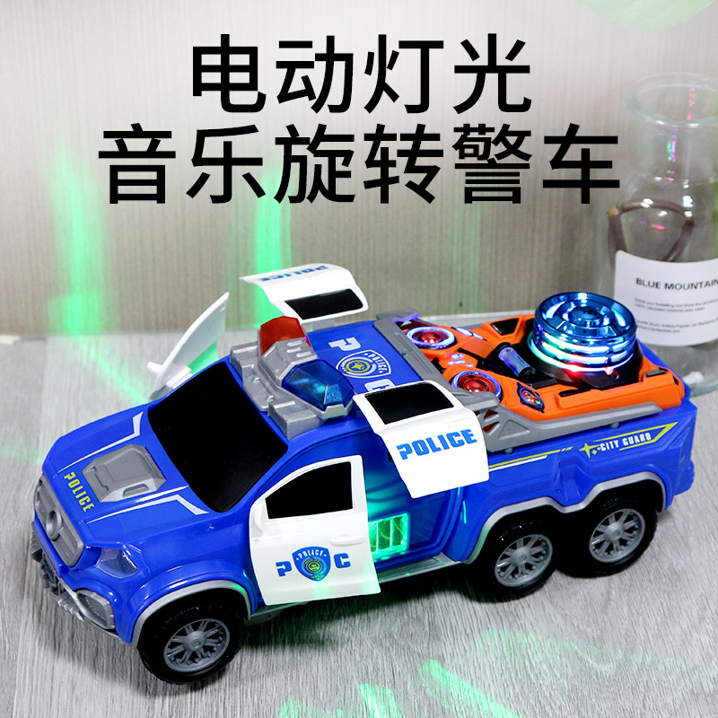 抖音同款电动万向跳舞警察车旋转音乐灯光自动开门战警电音车批发