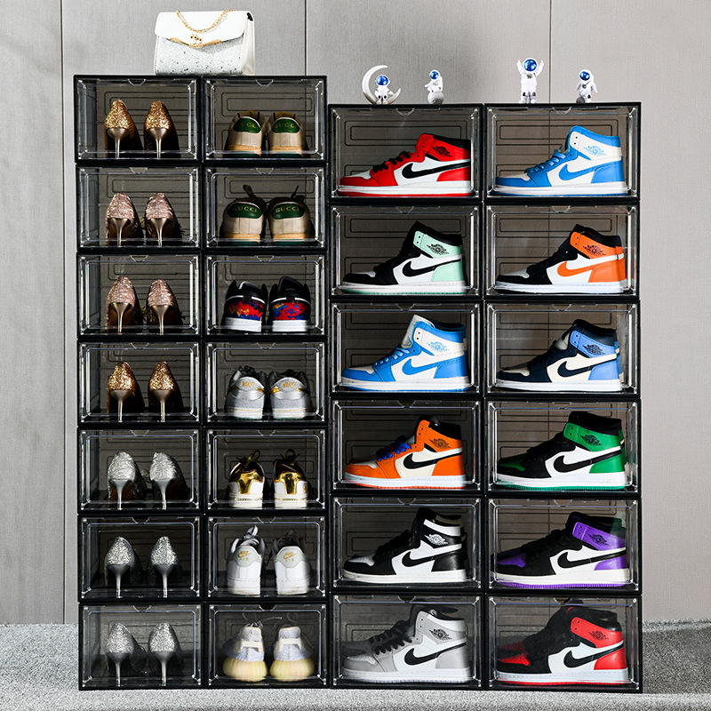 Plastic Simple Clamshell Combination Shoe Cabinet Home Dormitory Magnetic Absorption Box Non-Acrylic Transparent Shoe Box Wholesale details Picture