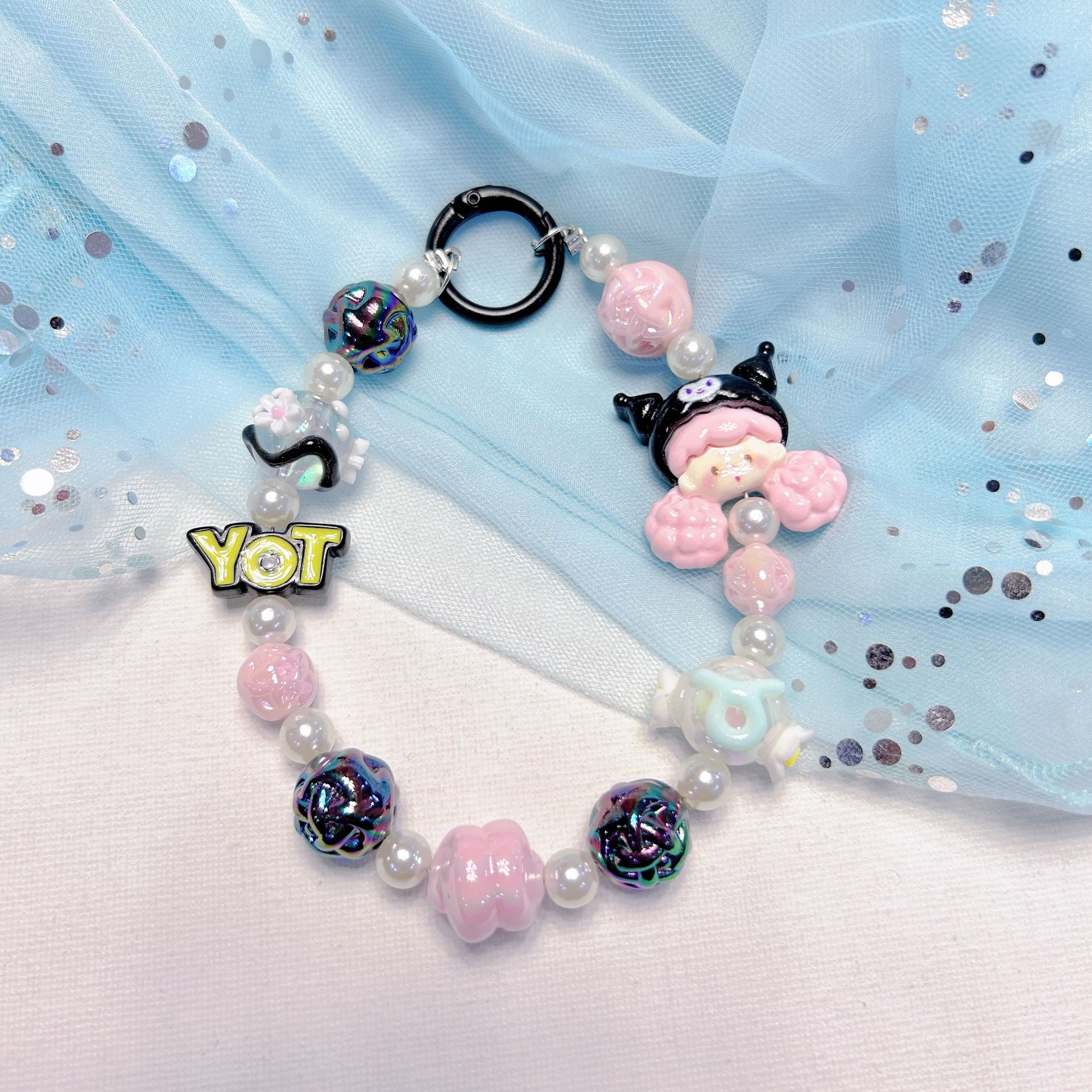 Cartoon Doll Hand-Painted Beaded Cool Lomi Diy Beaded Mobile Phone Chain Mobile Phone Case Accessories Mobile Phone Rope Hanging Adornit Cute details Picture