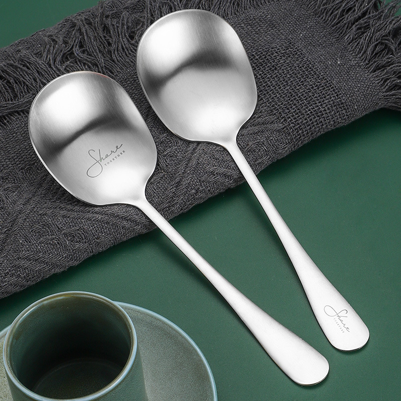 201不锈钢勺子家用分菜勺网红雪花公勺餐具大汤勺饭勺酒店餐厅