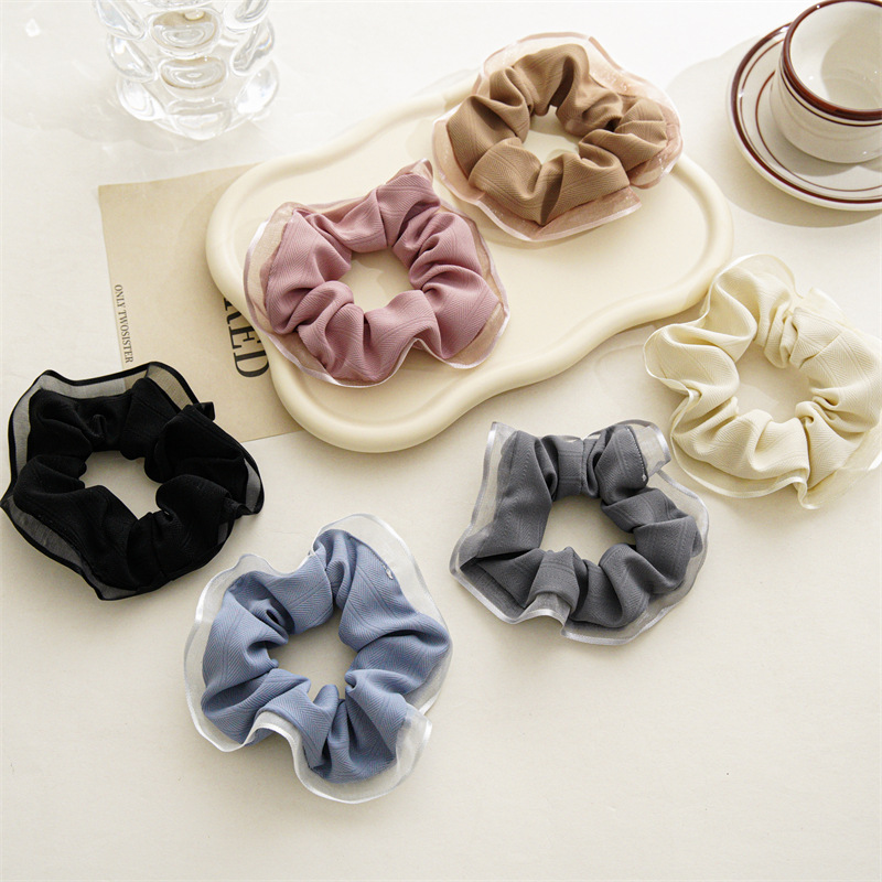 Verano fino chiffon simple paño argola de cabello para mujeres versátil elástico elástico tocados venta directa de fábrica en stock al por mayor